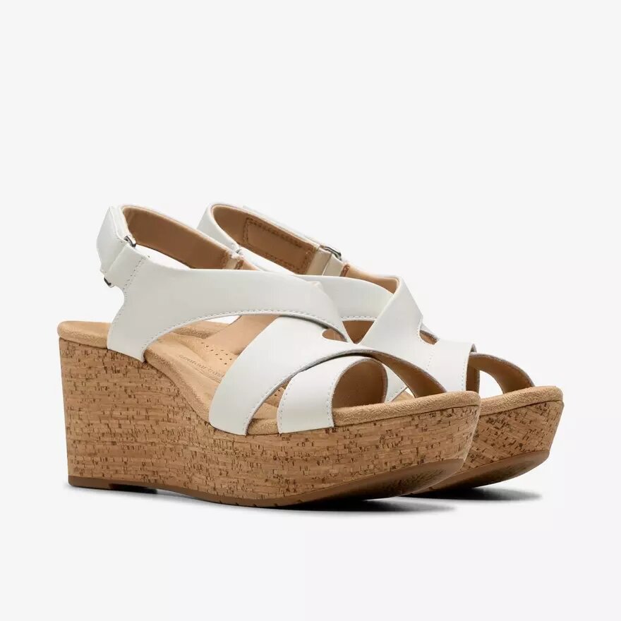 Womens Rose Style White Leather Wedges Womens Rose Style White Leather Wedges