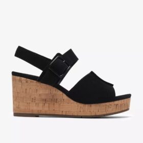 Womens Sabina Dream Black Suede Wedges