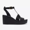 Womens Sabina Hope Black Leather Wedges Womens Sabina Hope Black Leather Wedges