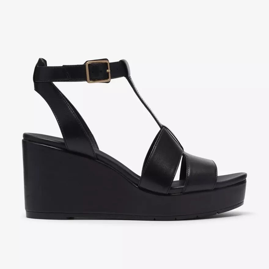 Womens Sabina Hope Black Leather Wedges Womens Sabina Hope Black Leather Wedges