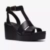 Womens Sabina Hope Black Leather Wedges Womens Sabina Hope Black Leather Wedges