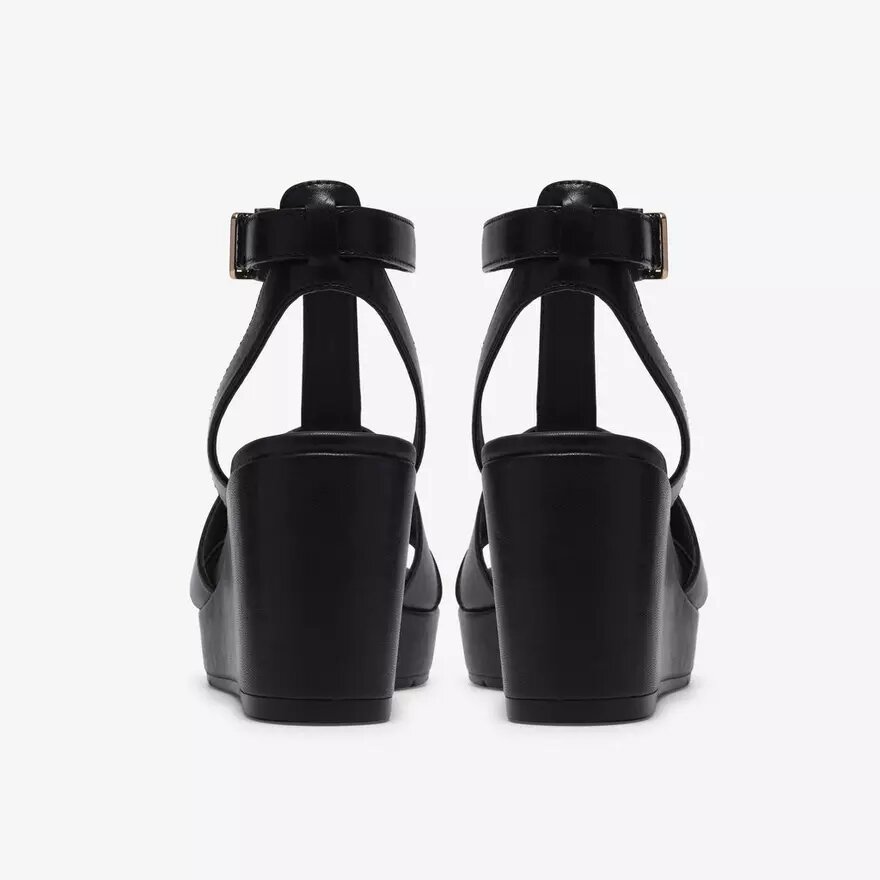 Womens Sabina Hope Black Leather Wedges Womens Sabina Hope Black Leather Wedges