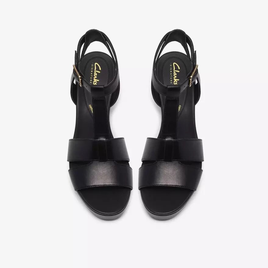Womens Sabina Hope Black Leather Wedges Womens Sabina Hope Black Leather Wedges