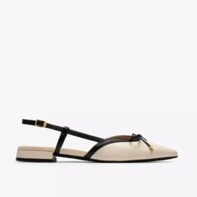 Womens Sensa15 Bow Cream Leather Sling Back Womens Sensa15 Bow Cream Leather Sling Back