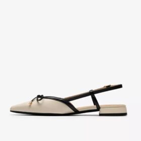 Womens Sensa15 Bow Cream Leather Sling Back Womens Sensa15 Bow Cream Leather Sling Back