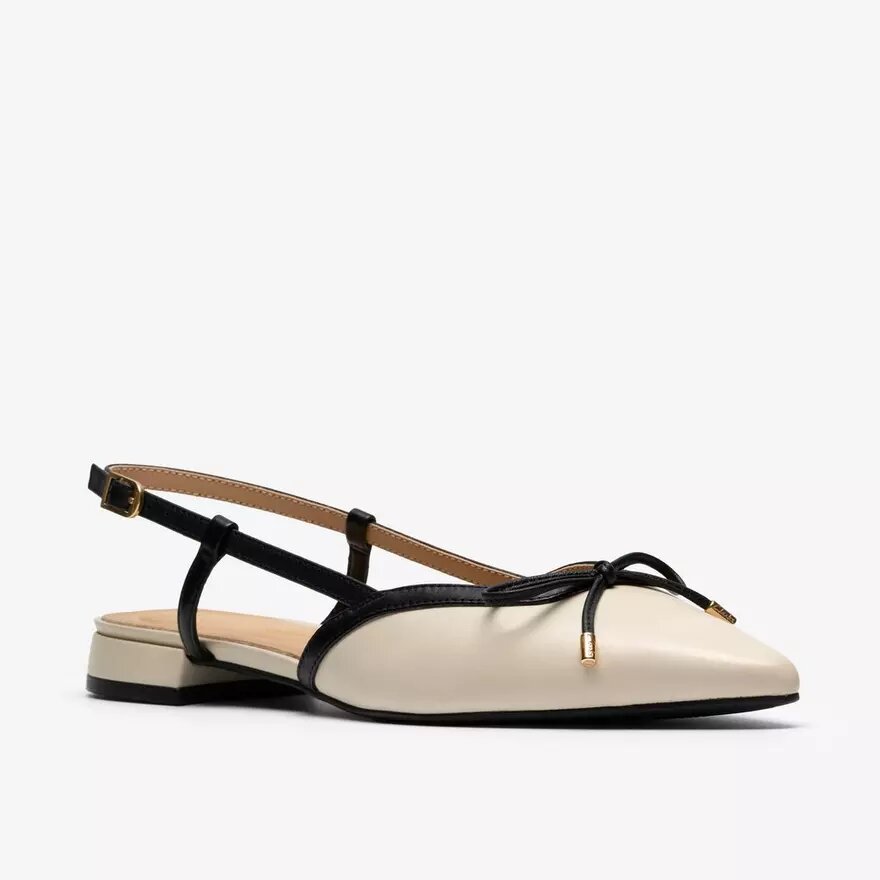 Womens Sensa15 Bow Cream Leather Sling Back Womens Sensa15 Bow Cream Leather Sling Back