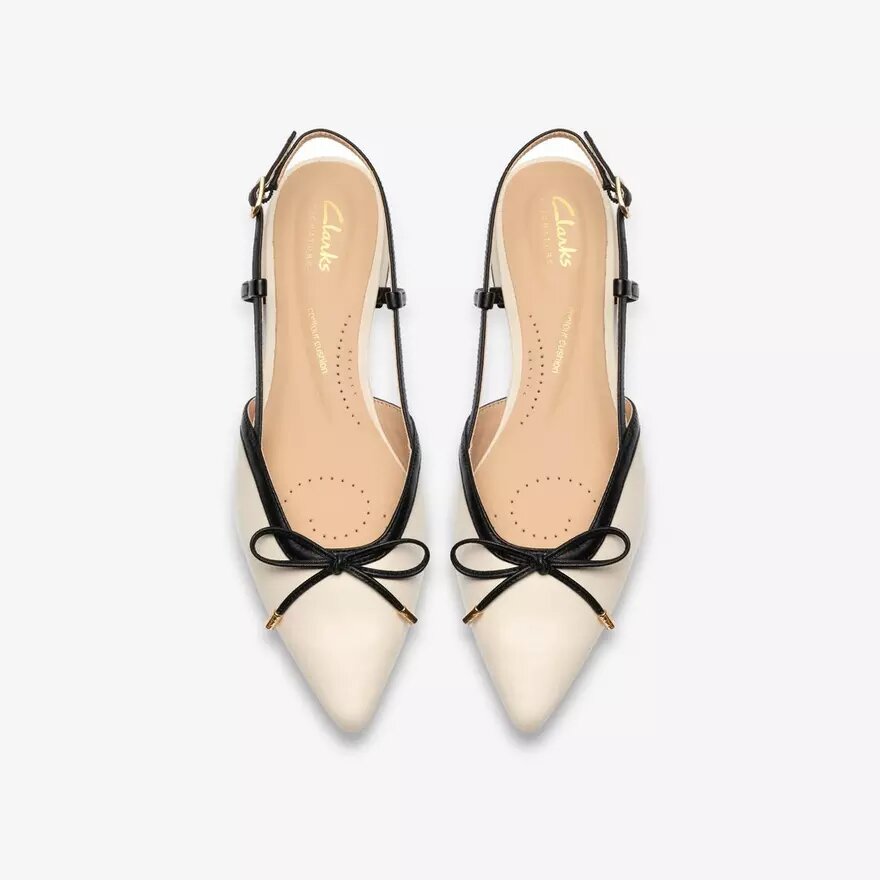 Womens Sensa15 Bow Cream Leather Sling Back Womens Sensa15 Bow Cream Leather Sling Back