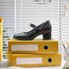 Womens Shaya Jane Black Leather Mary Janes