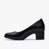 Womens Shaya Poppy Black Leather Pumps