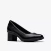 Womens Shaya Poppy Black Leather Pumps