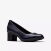 Womens Shaya Poppy Navy Leather Pumps