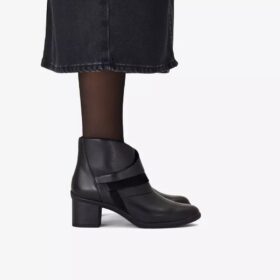 Womens Shaya Sky Black Leather Ankle Boots