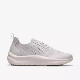 Womens Solevana Style White Leather Sneakers