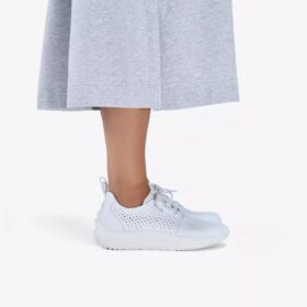 Womens Solevana Style White Leather Sneakers