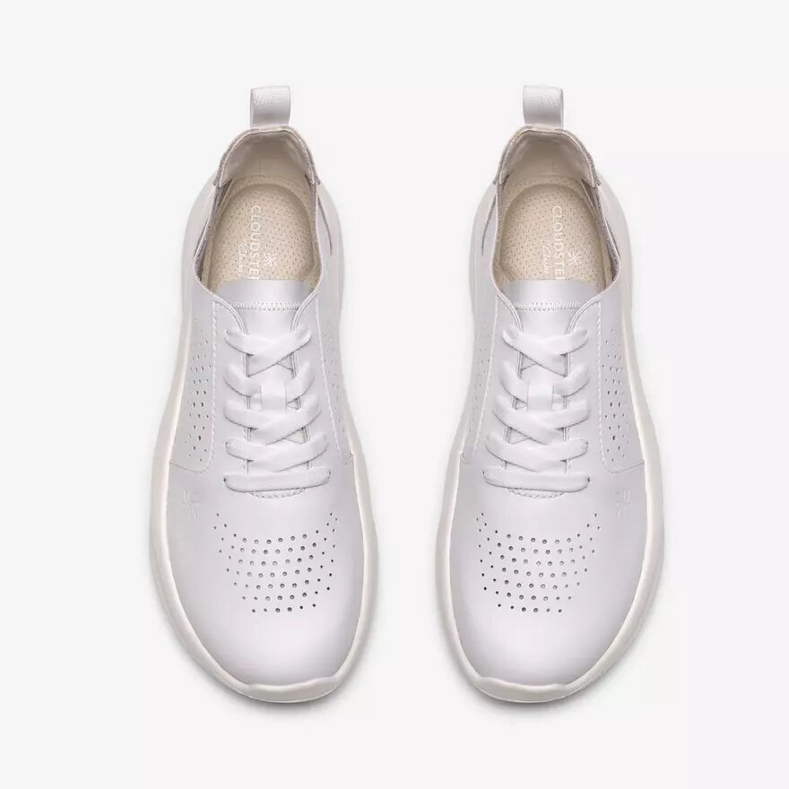 Womens Solevana Style White Leather Sneakers Womens Solevana Style White Leather Sneakers
