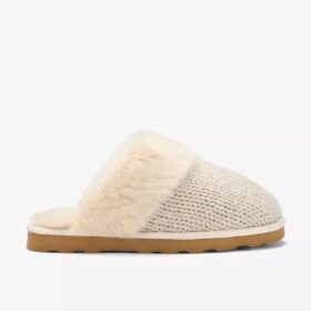 Womens Stockinette Khaki Slippers