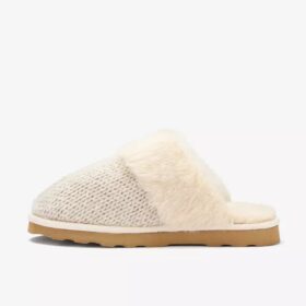 Womens Stockinette Khaki Slippers