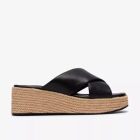 Womens Tessiah Mule 2 Black Leather Wedges