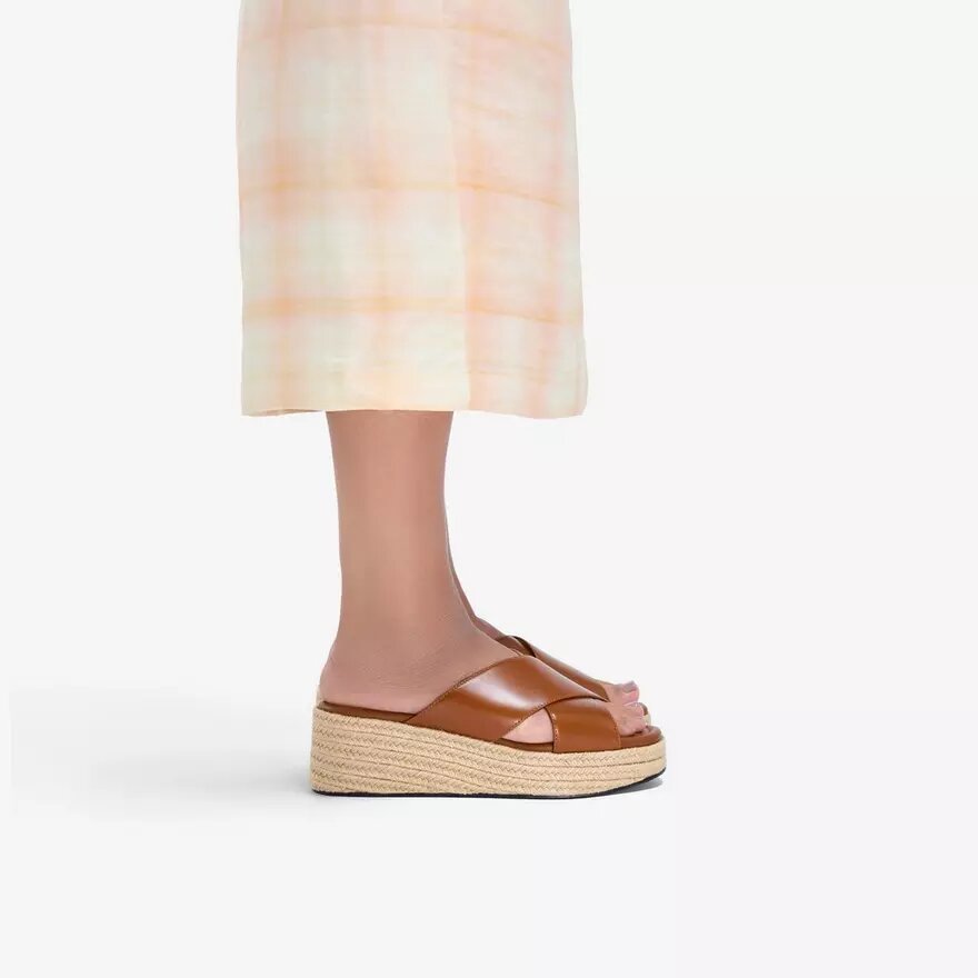 Womens Tessiah Mule2 Tan Leather Wedges Womens Tessiah Mule2 Tan Leather Wedges