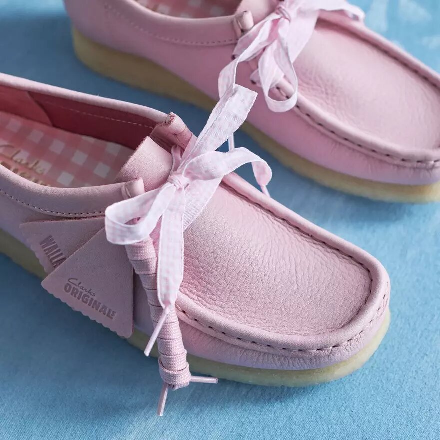 Womens Wallabee Baby Pink Leather Wallabees Womens Wallabee Baby Pink Leather Wallabees