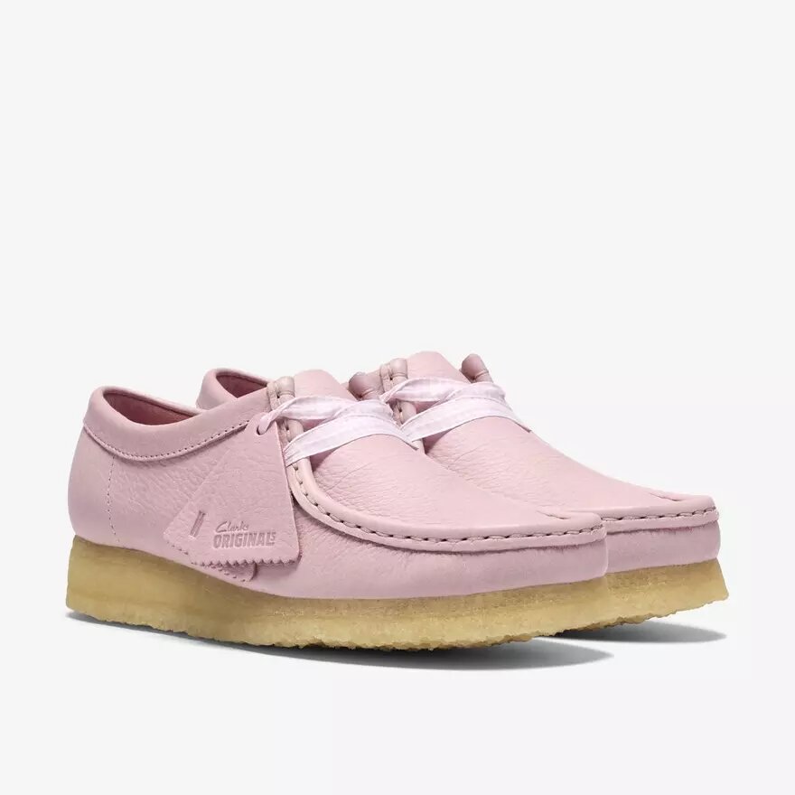 Womens Wallabee Baby Pink Leather Wallabees Womens Wallabee Baby Pink Leather Wallabees