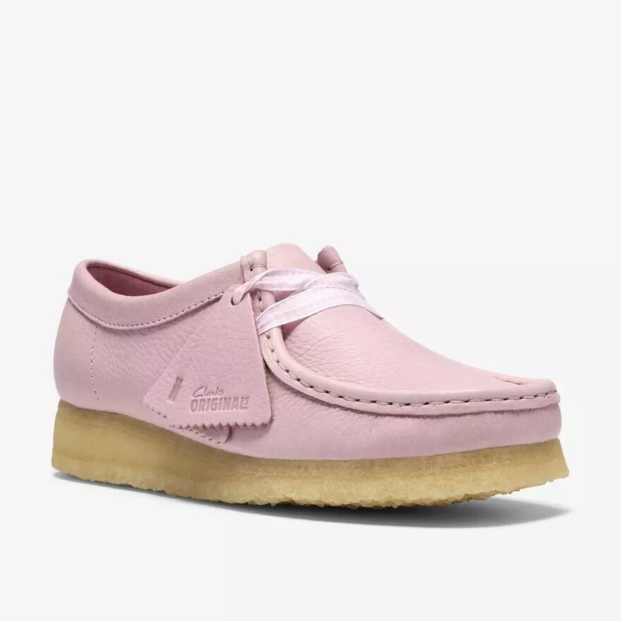 Womens Wallabee Baby Pink Leather Wallabees Womens Wallabee Baby Pink Leather Wallabees