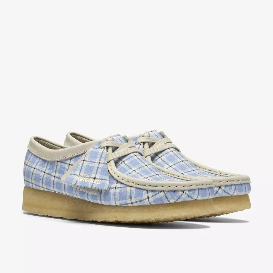 Womens Wallabee Gingham Blue Check Womens Wallabee Gingham Blue Check