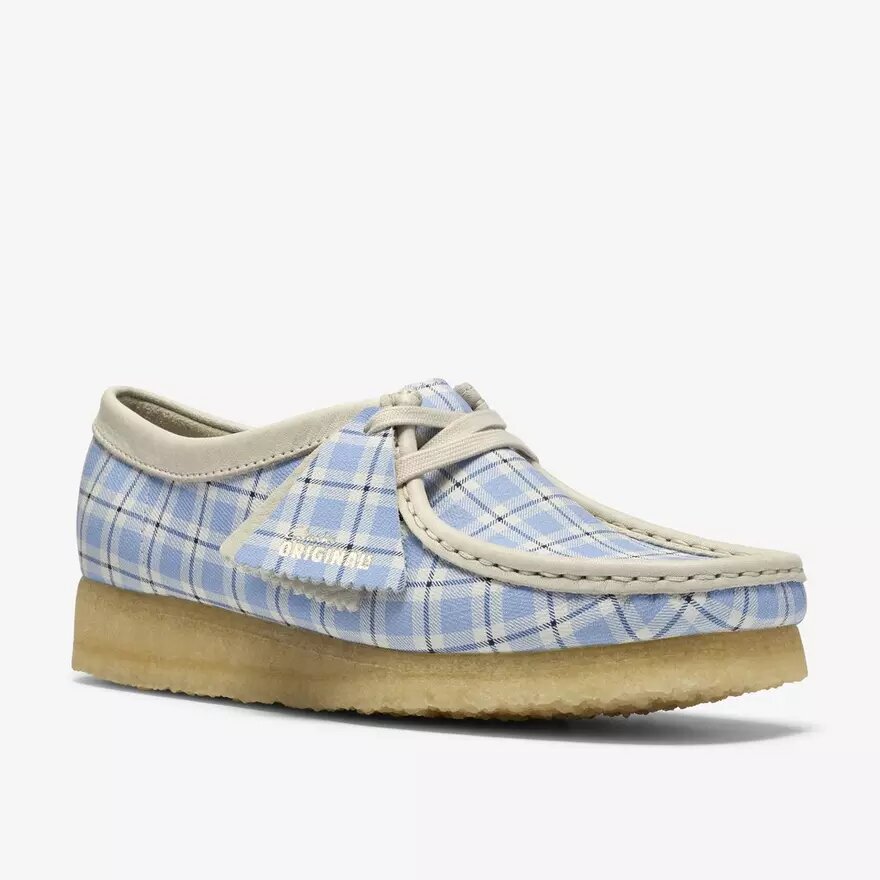 Womens Wallabee Gingham Blue Check Womens Wallabee Gingham Blue Check