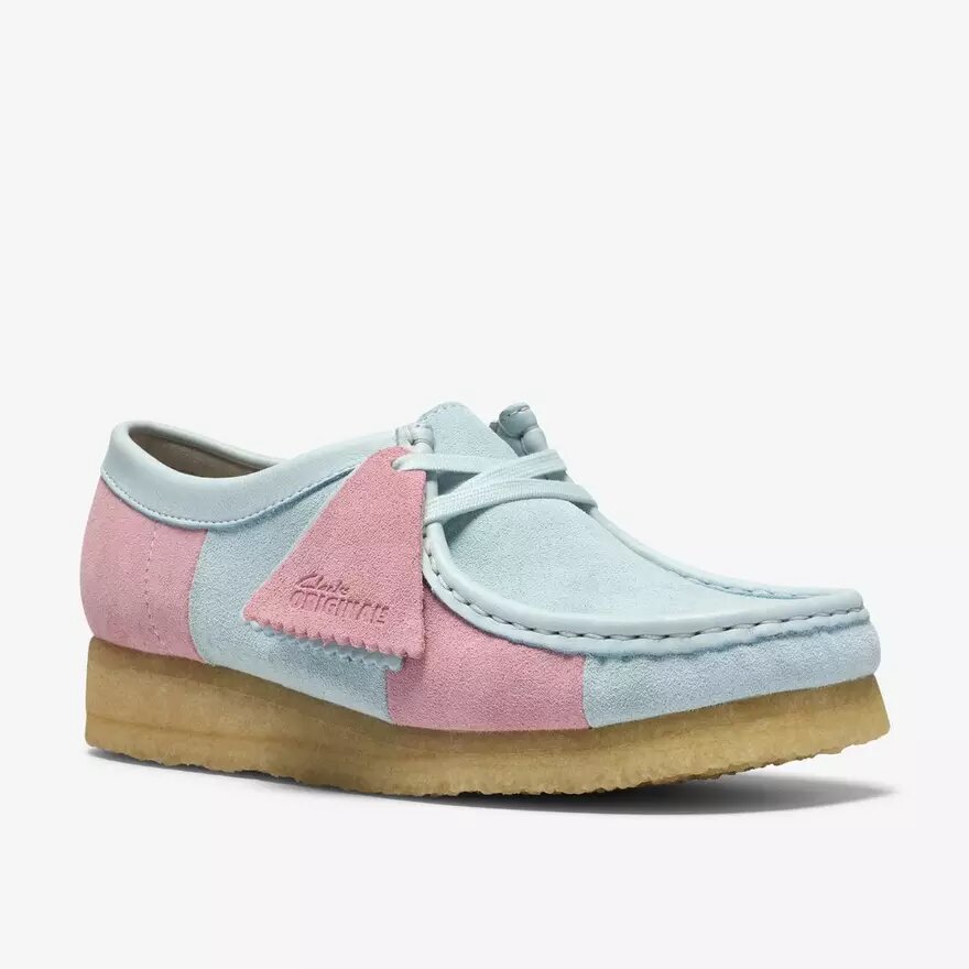 Womens Wallabee Pale Blue Pink Stripe Womens Wallabee Pale Blue Pink Stripe
