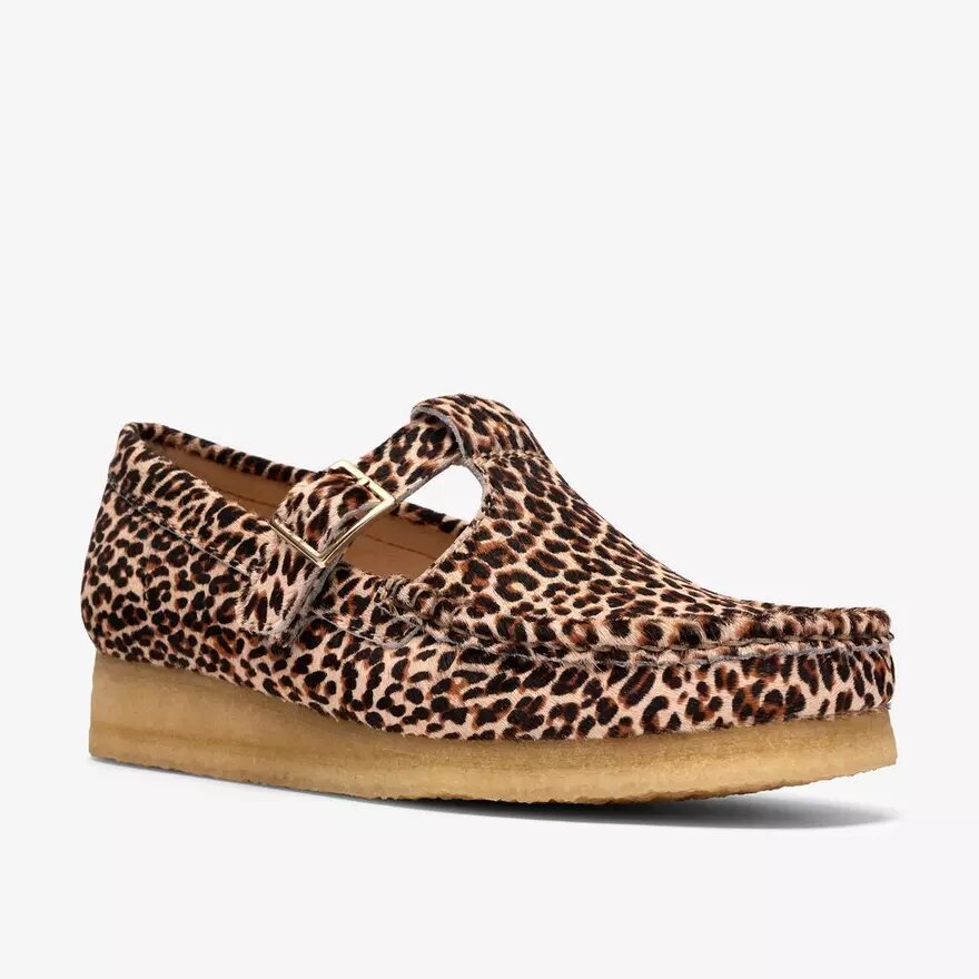 Womens Wallabee T Bar Leopard Print Shoes Womens Wallabee T Bar Leopard Print Shoes