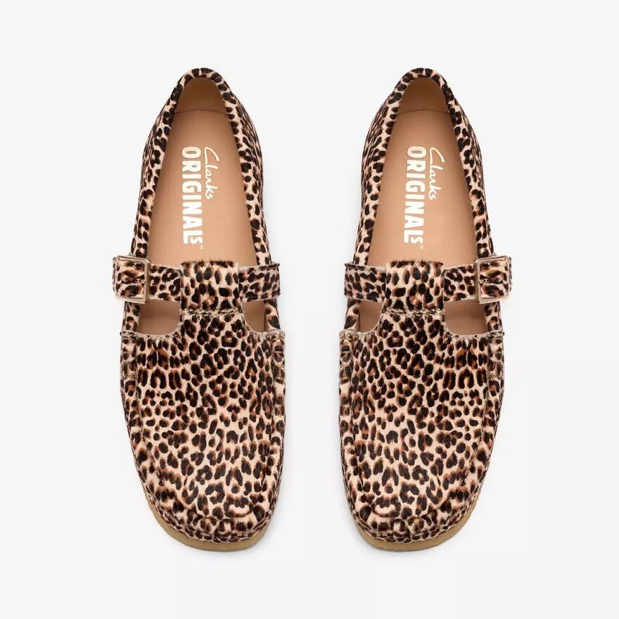 Womens Wallabee T Bar Leopard Print Shoes Womens Wallabee T Bar Leopard Print Shoes