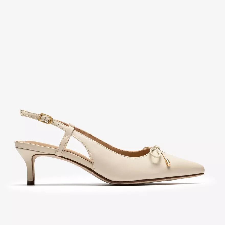 Womens Zarey Bow Cream Leather Pumps Womens Zarey Bow Cream Leather Pumps