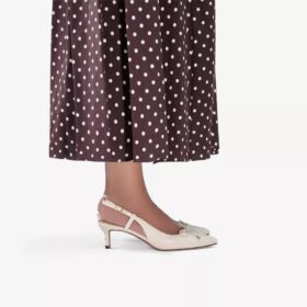 Womens Zarey Bow Cream Leather Pumps