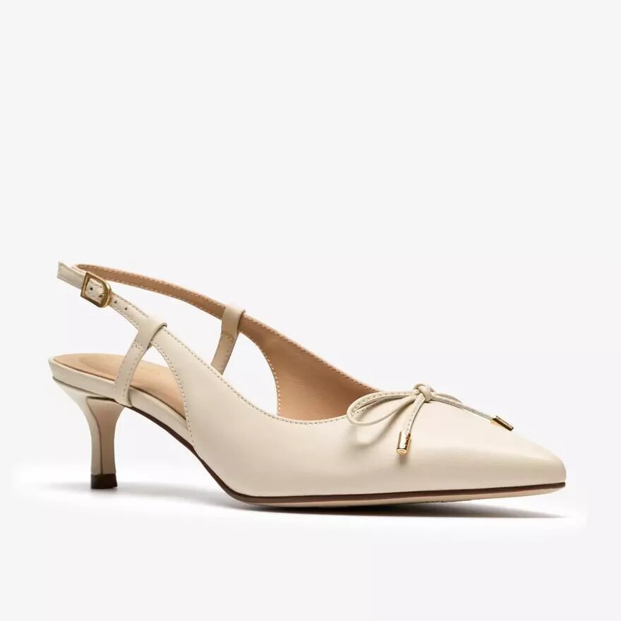 Womens Zarey Bow Cream Leather Pumps Womens Zarey Bow Cream Leather Pumps