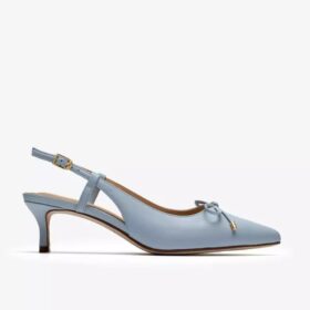 Womens Zarey Bow Light Blue Leather Pumps