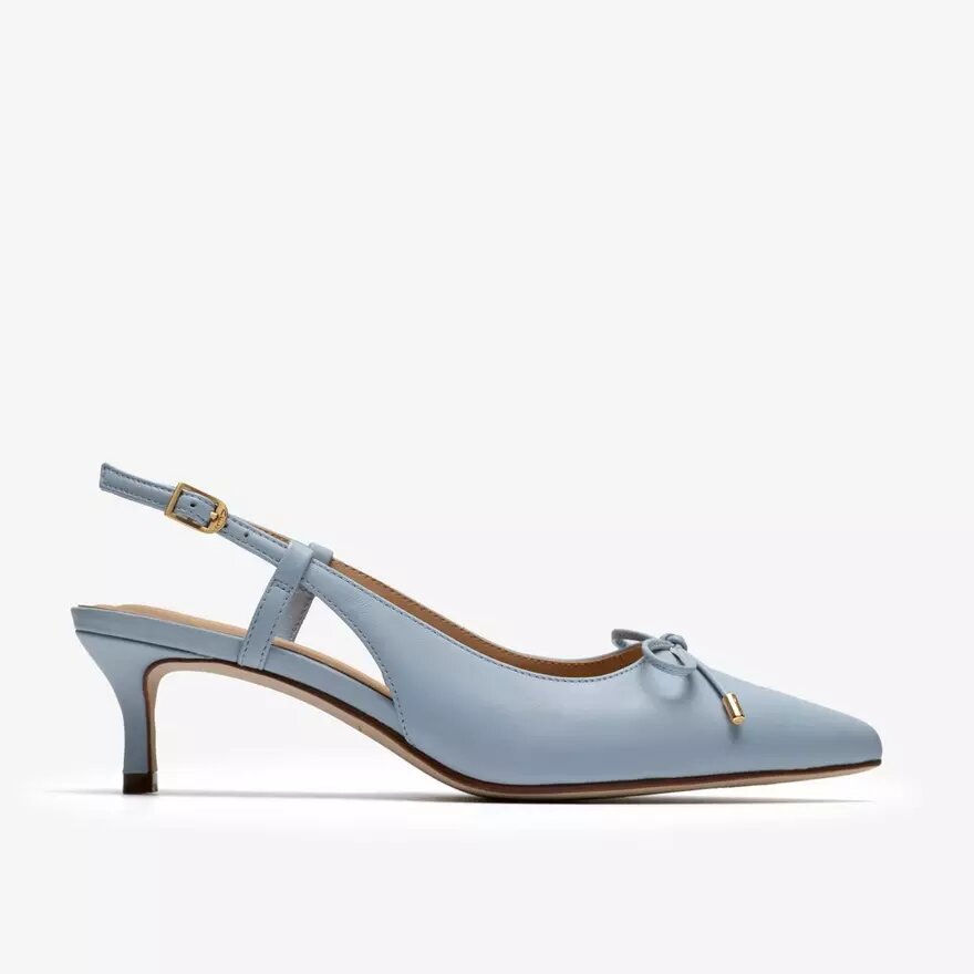 Womens Zarey Bow Light Blue Leather Pumps Womens Zarey Bow Light Blue Leather Pumps