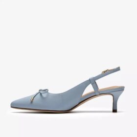 Womens Zarey Bow Light Blue Leather Pumps