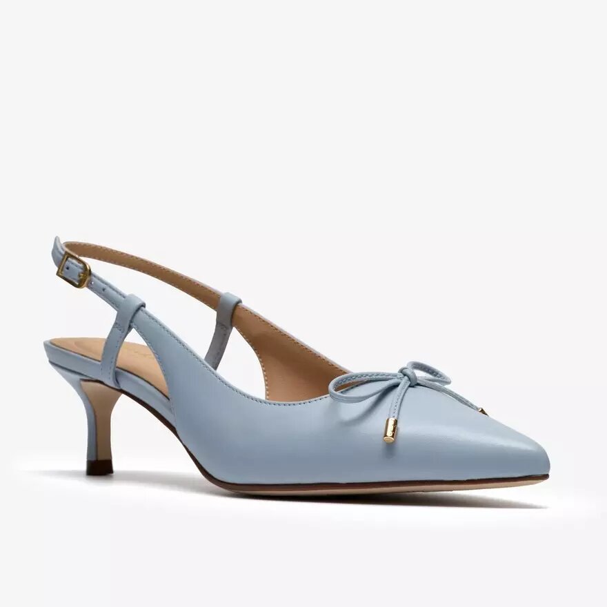 Womens Zarey Bow Light Blue Leather Pumps Womens Zarey Bow Light Blue Leather Pumps