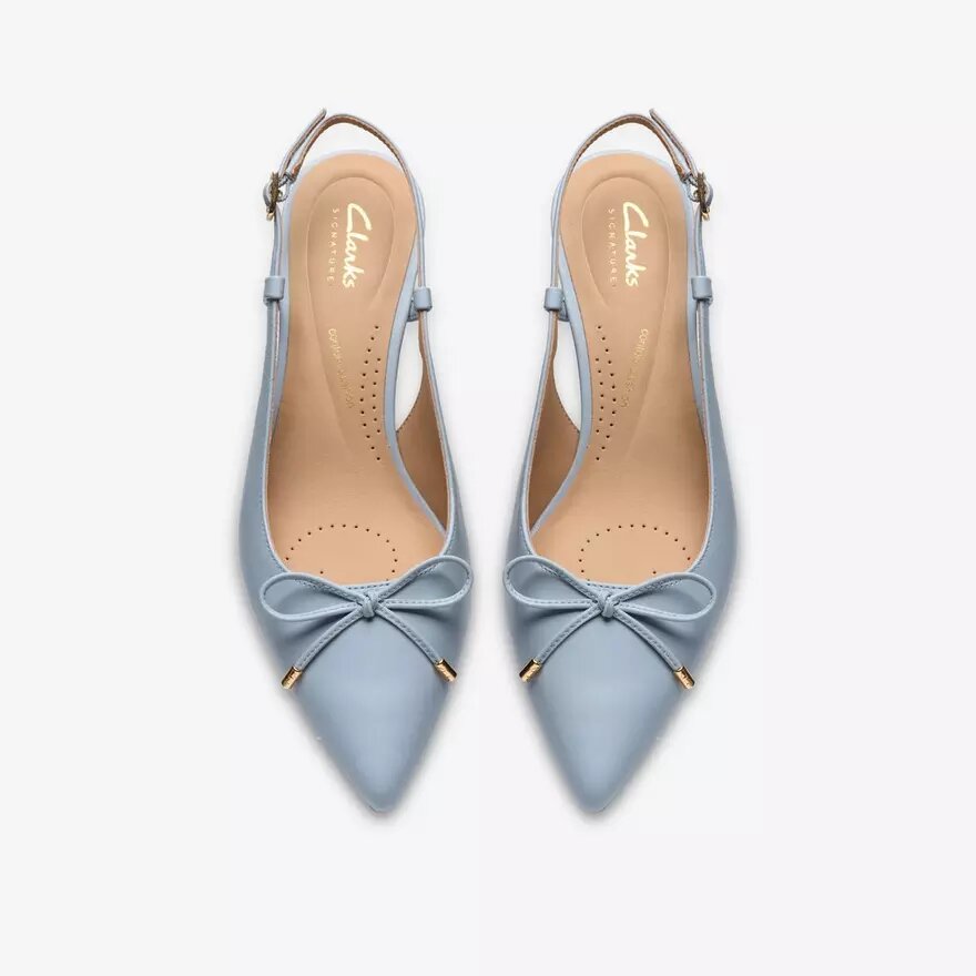 Womens Zarey Bow Light Blue Leather Pumps Womens Zarey Bow Light Blue Leather Pumps