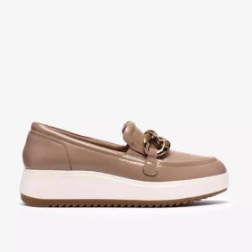 Womens Zylah May Taupe Leather Loafers Us